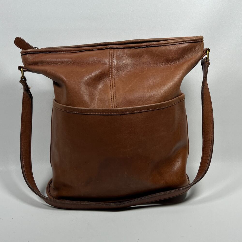 COACH Bleeker Bucket Bag Leather 4153 Slip Pocket Crossbody British Tan USA VTG